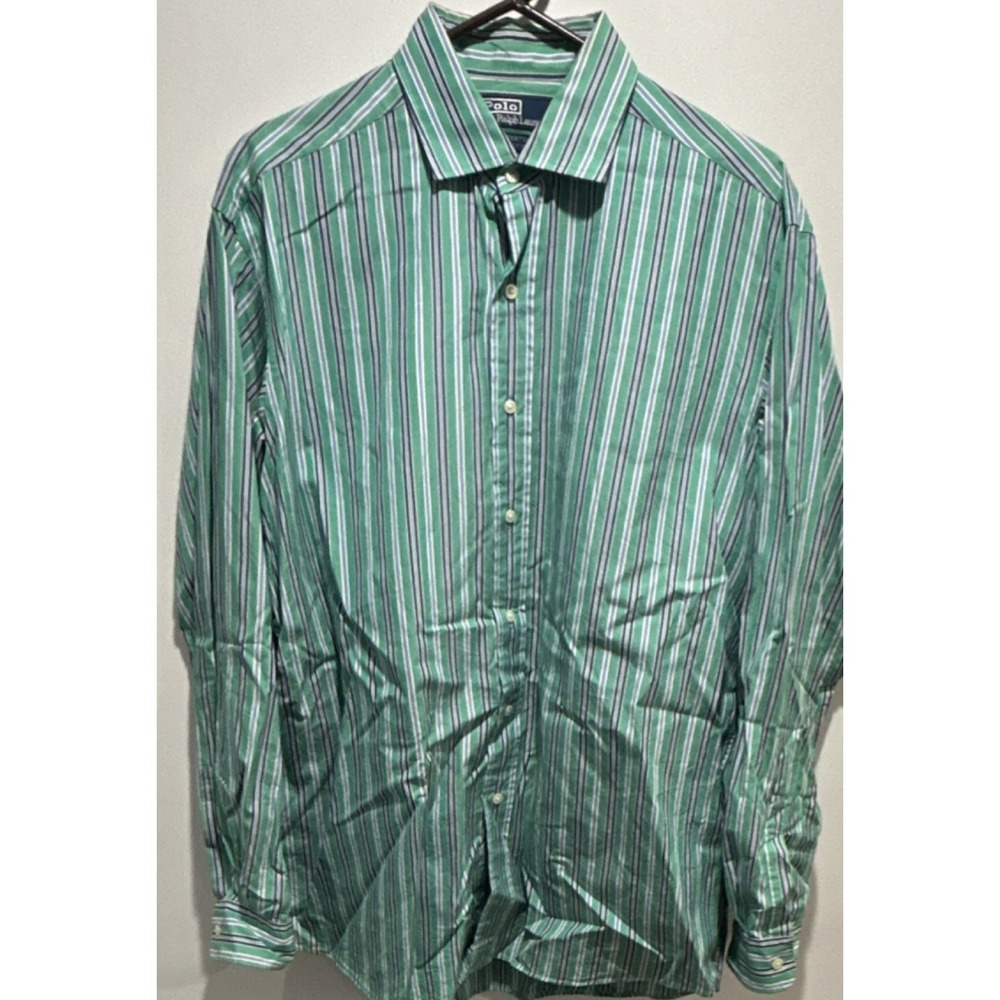 Polo Ralph Lauren Westerton Striped Cotton Button-Down Shirt Green Blue L